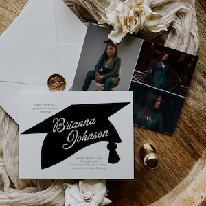 Graduation Invitation Card, Editable 2025 Grad Invitation Template, Modern Minimalist Senior Announcement Card, Photo Graduation Invite