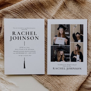 Maximalist Senior Graduation Announcement Card, Class of 2024 Modern Graduation Party Invitation Template, Multiple Photo Graduation Invite