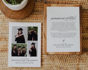Graduation Thank You Card, Graduation Thank you Template, Modern Printable Thank You Notes, Editable Graduation Photo Card, 2023 Grad Party