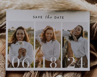 Modern Graduation Announcement Template, Save the Date, Editable Graduation Ceremony Photo Card, 2024 Graduation Invitation Card Template