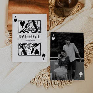 Modèle réservez une date pour cartes à jouer, invitation réservez une date pour une soirée casino, carte réservez une date modifiable, carte photo réservez une date imprimable