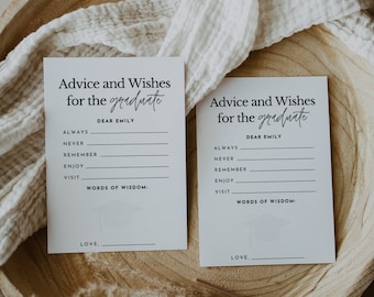 Advice and Wishes Template, Printable Modern Graduation Party Words of Wisdom, 2023 Graduation Card for High School and College Grad