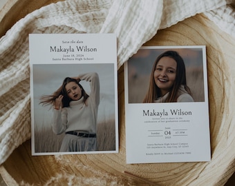 Minimalist Graduation Announcement, Modern Graduation Party Invitation Template, Photo Graduation Invite, Senior Graduation Party Invite