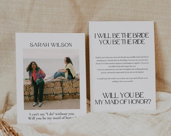 Modern Retro Bridesmaid Proposal Template, Editable Bridesmaid Proposal Card, Photo Bridesmaid Proposal, Funny Bridesmaid Photo Card