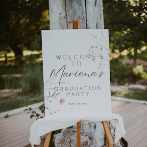 Wildflower Graduation Welcome Sign Template, Editable Graduation Welcome Sign, Printable Graduation Poster, Floral Graduation Welcome Sign