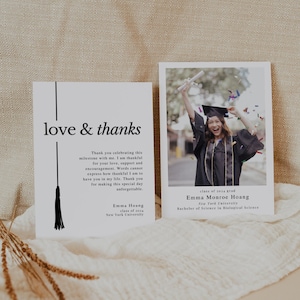 Graduation Thank You Card, Graduation Thank you Template, Modern Printable Thank You Notes, Editable Graduation Photo Card, 2023 Grad Party