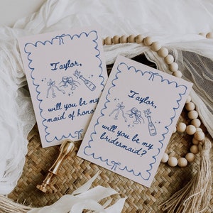 Tarjeta de dama de honor escrita a mano, Sé mi dama de honor, Plantilla de propuesta de dama de honor de cinta editable, Caja de propuesta de dama de honor, Damas de honor minimalistas