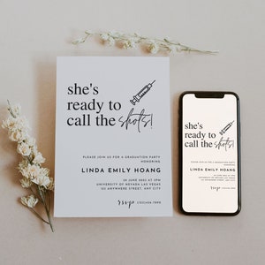 Digital Nurse Graduation Invitation Template, Minimalist RN Graduation Announcement Photo Evite, Nursing School Graduation Party Invitation