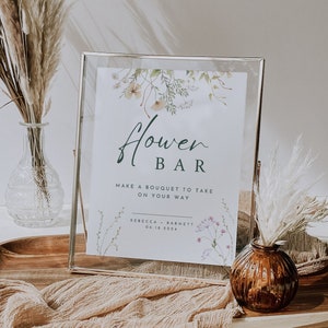 Flower Bar Wedding Sign Template, Build Your Own Flower Bouquet Bar Sign, Editable Flower Station Sign, DIY Bouquet Bar Bridal Shower Sign