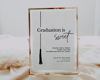 Graduation Candy Bar Sign Editable Template, Printable A Sweet Ending To A New Beginning Sign, Grad Dessert Bar Sign, Instant Download