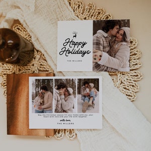 Modern Minimalist Photo Christmas Card Template, Editable Holiday Photo Card, Printable Photo Christmas Card, Merry Christmas Photo Card