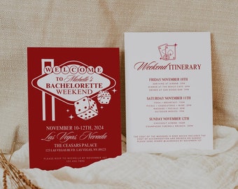 Las Vegas Bachelorette Party Invitation Template, Vegas Casino Night Bachelorette Party Itinerary, Editable Las Vegas Bachelorette Invite