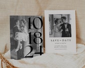 Modern Minimalist Save the Date Template, Editable Photo Save the Date, Printable Save the Date Photo Card, Photo Wedding Invitation