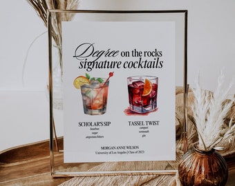 Signature Cocktails Sign Template, Modern Graduation Party Bar Menu, Printable Signature Drink Menu, Editable Graduation Party Bar Sign