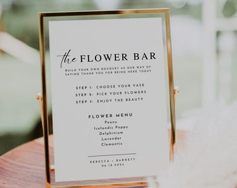 Flower Bar Wedding Sign Template, Build Your Own Flower Bouquet Bar Sign, Editable Flower Station Sign, DIY Bouquet Bar Bridal Shower Sign