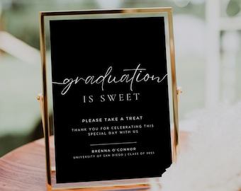 Black Graduation Candy Bar Sign Editable Template, Printable A Sweet Ending To A New Beginning Sign, Grad Dessert Bar Sign, Instant Download