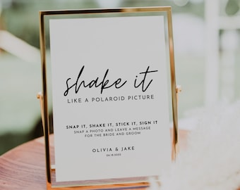 Polaroid Photo Guest Book Sign, Wedding Photo Guestbook Sign, Polaroid Photo Guestbook Printable, Editable DIY Wedding Guestbook Table Sign