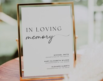 In Loving Memory Sign, Editable Memorial Sign for Wedding, Printable Wedding Memorial Table Sign, Forever in Our Hearts Memorial Sign