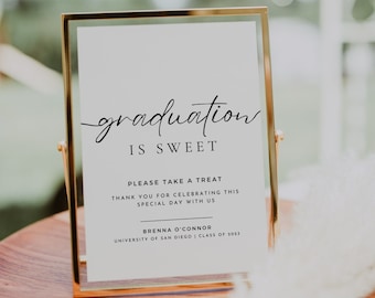 Graduation Candy Bar Sign Editable Template, Printable A Sweet Ending To A New Beginning Sign, Grad Dessert Bar Sign, Instant Download