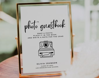 Photo Guestbook Sign, Modern Photo Guestbook Sign Printable for Graduation Party, Photo GuestBook Sign Template, Polaroid Graduation Sign