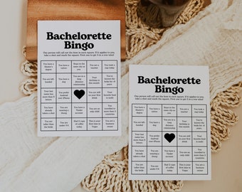 Modèle de jeu de bingo EVJF, jeu de bingo minimaliste éditable Bach Party, jeu de douche nuptiale imprimable, jeu à boire EVJF