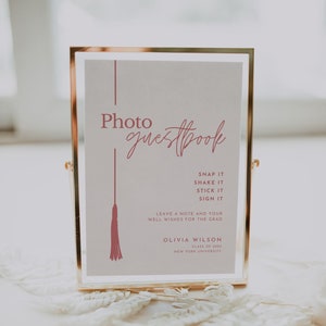 Photo Guest Book Sign, Graduation Photo Guestbook Sign, Polaroid Photo Guestbook Printable, Personalized Graduation Guestbook Sign