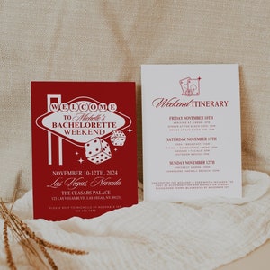 Plantilla de invitación a la despedida de soltera de Las Vegas, itinerario de la despedida de soltera de la noche del casino de Las Vegas, invitación editable a la despedida de soltera de Las Vegas
