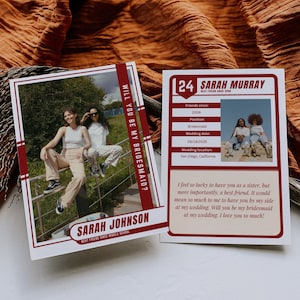 Carta collezionabile di baseball Carta di proposta di damigella d'onore, Modello modificabile di proposta di damigella d'onore, Carta di giocatori di baseball, Carta di proposta di damigella d'onore con foto
