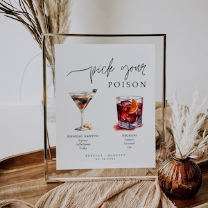 Halloween Signature Cocktails Sign Template, Editable Pick Your Poison Menu, Gothic Halloween Wedding Party, Printable Signature Drink Menu