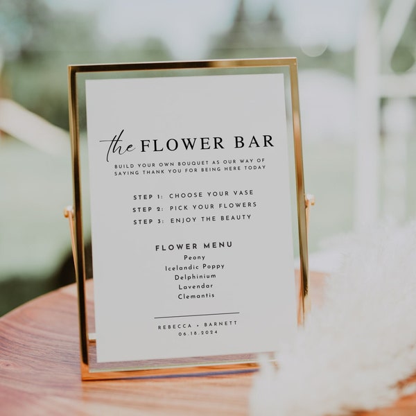 Flower Bar Wedding Sign Template, Build Your Own Flower Bouquet Bar Sign, Editable Flower Station Sign, DIY Bouquet Bar Bridal Shower Sign