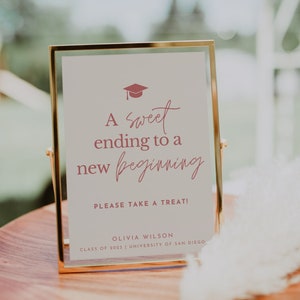 Graduation Candy Bar Sign Editable Template, Printable A Sweet Ending To A New Beginning Sign, Grad Dessert Bar Sign, Instant Download