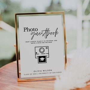 Photo Guestbook Sign, Modern Photo Guestbook Sign Printable for Graduation Party, Photo GuestBook Sign Template, Polaroid Graduation Sign
