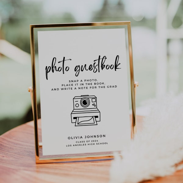 Photo Guestbook Sign, Modern Photo Guestbook Sign Printable for Graduation Party, Photo GuestBook Sign Template, Polaroid Graduation Sign