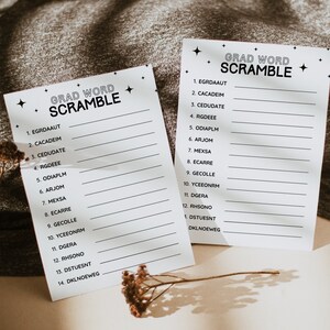 Retro Graduation Party Game, Graduation Word Scramble Game, Modern 2023 Fun Graduation Party Game for High School College Grad