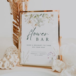 Flower Bar Wedding Sign Template, Build Your Own Flower Bouquet Bar Sign, Editable Flower Station Sign, DIY Bouquet Bar Bridal Shower Sign