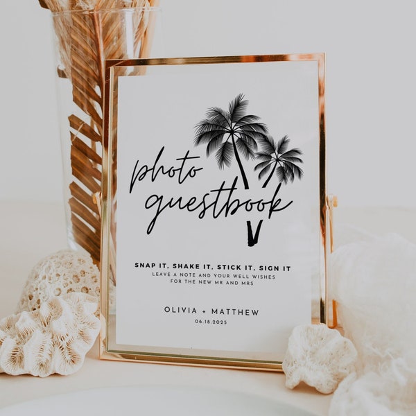 Photo Guestbook Sign, Wedding Photo Guestbook Sign, Beach Wedding Table Sign, DIY Polaroid Photo Guestbook Sign, Printable Wedding Guestbook