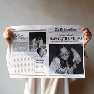 Zeitung Geburtstag Blumenstrauß Wrap, Geburtstagsgeschenk, bearbeitbare Zeitungsvorlage, Blumenstrauß Geschenk, druckbare Blumenstrauß Verpackung