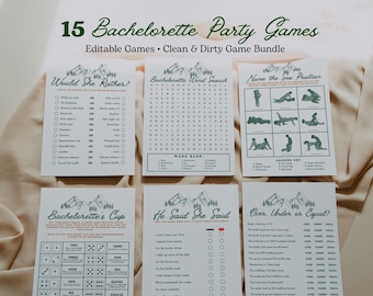 Ensemble de jeu de camp EVJF, modèle modifiable de jeux Bach de camping, jeu à boire sale, jeu à boire EVJF imprimable