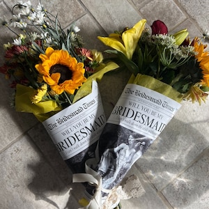 Newspaper Bridesmaid Proposal Bouquet Wrap, Editable Bridesmaid