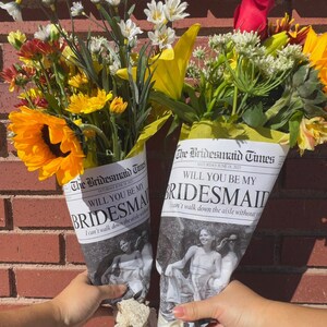 Zeitung Brautjungfer Vorschlag Strauß Wrap, bearbeitbare Brautjungfer Vorschlag Canva Vorlage, Blumenstrauß Wrap, Minimalist Custom Bouquet Wrap