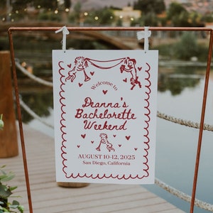 Hand Drawn Bachelorette Party Welcome Sign, Editable Whimsical Welcome Sign Template, Welcome Poster Sign, Printable Hen Party Decoration
