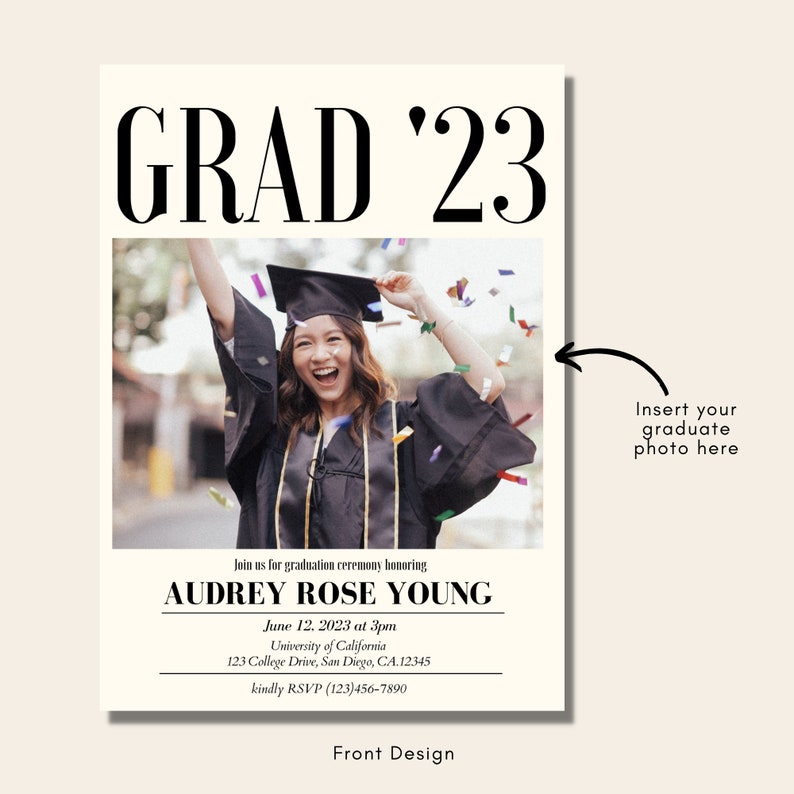 Magazine Cover Graduation Ceremony Invitation Card Template, Grad ...
