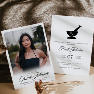 Pharmacy Graduation Announcement Card, Pharmacy School Grad Party Invitation Template, Editable Pharmd Graduation Photos, Pharmacist Grad