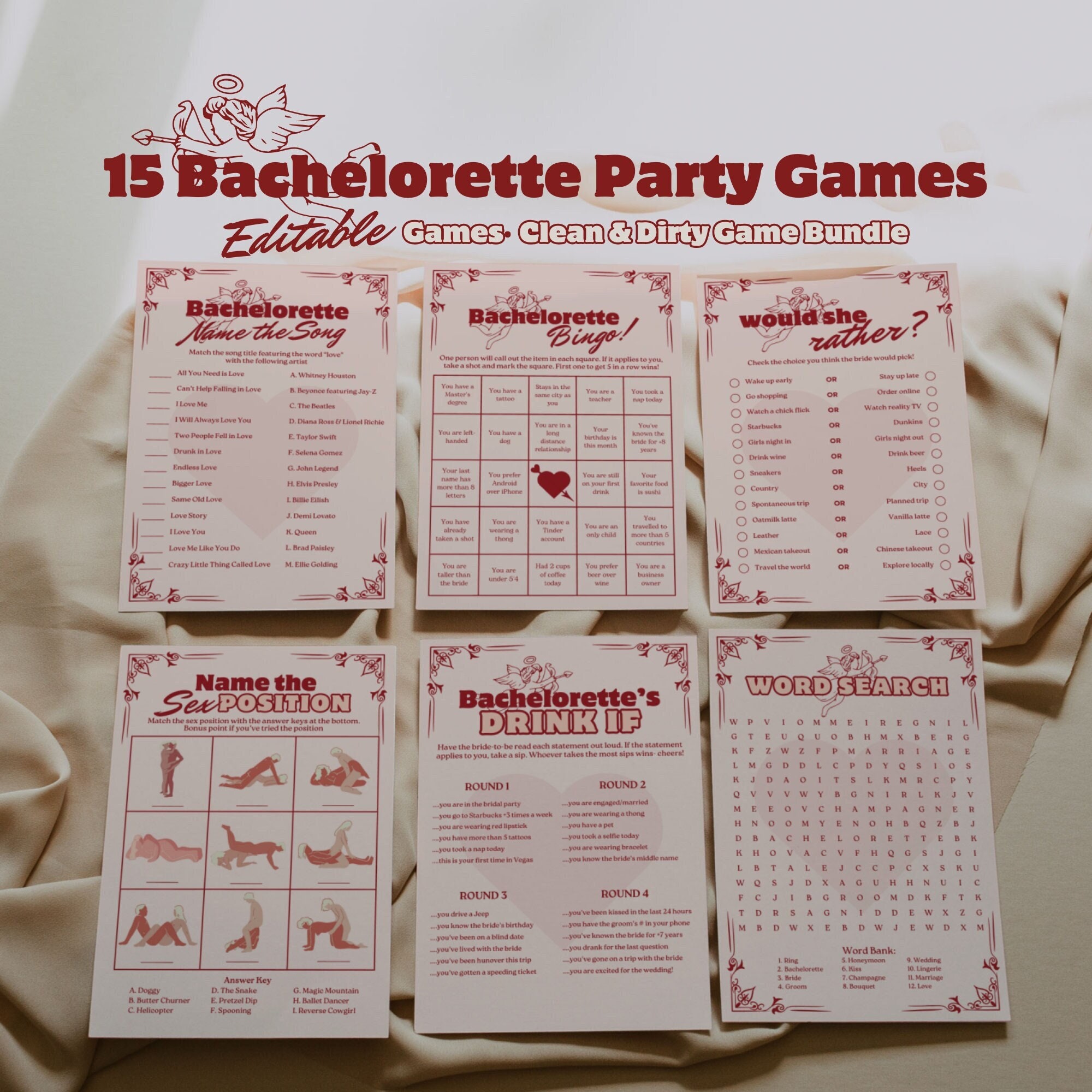 Lucky in Love Bachelorette Party Game Bundle, Editable Pink Bach Games  Template, Dirty Drinking Game, Printable Bachelorette Drinking Game - Etsy  Australia