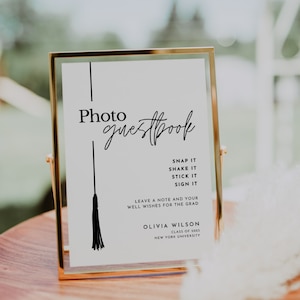 Photo Guest Book Sign, Graduation Photo Guestbook Sign, Polaroid Photo Guestbook Printable, Personalized Graduation Guestbook Sign