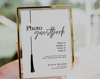 Photo Guest Book Sign, Graduation Photo Guestbook Sign, Polaroid Photo Guestbook Printable, Personalized Graduation Guestbook Sign