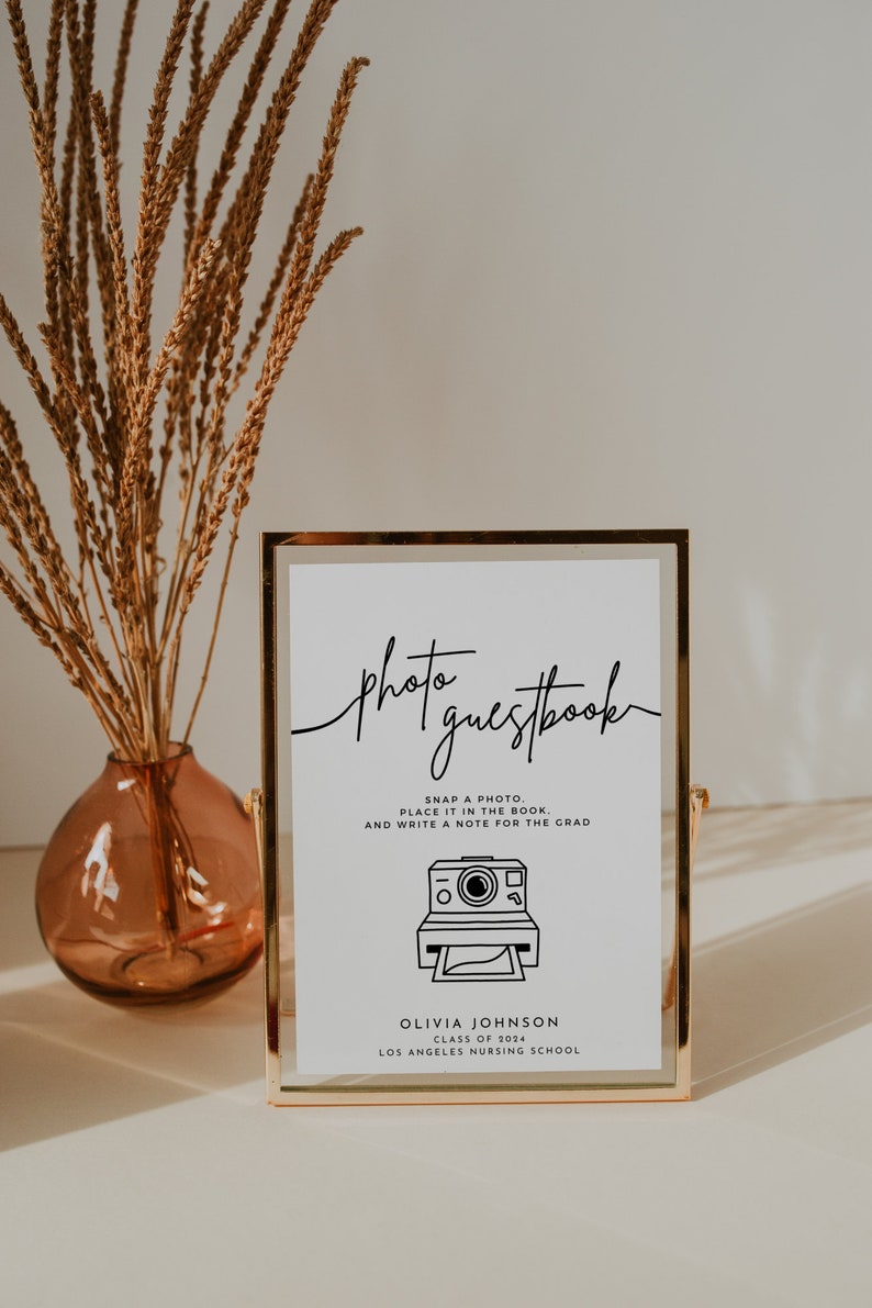 Photo Guest Book Sign, Graduation Photo Guestbook Sign, Polaroid Photo ...