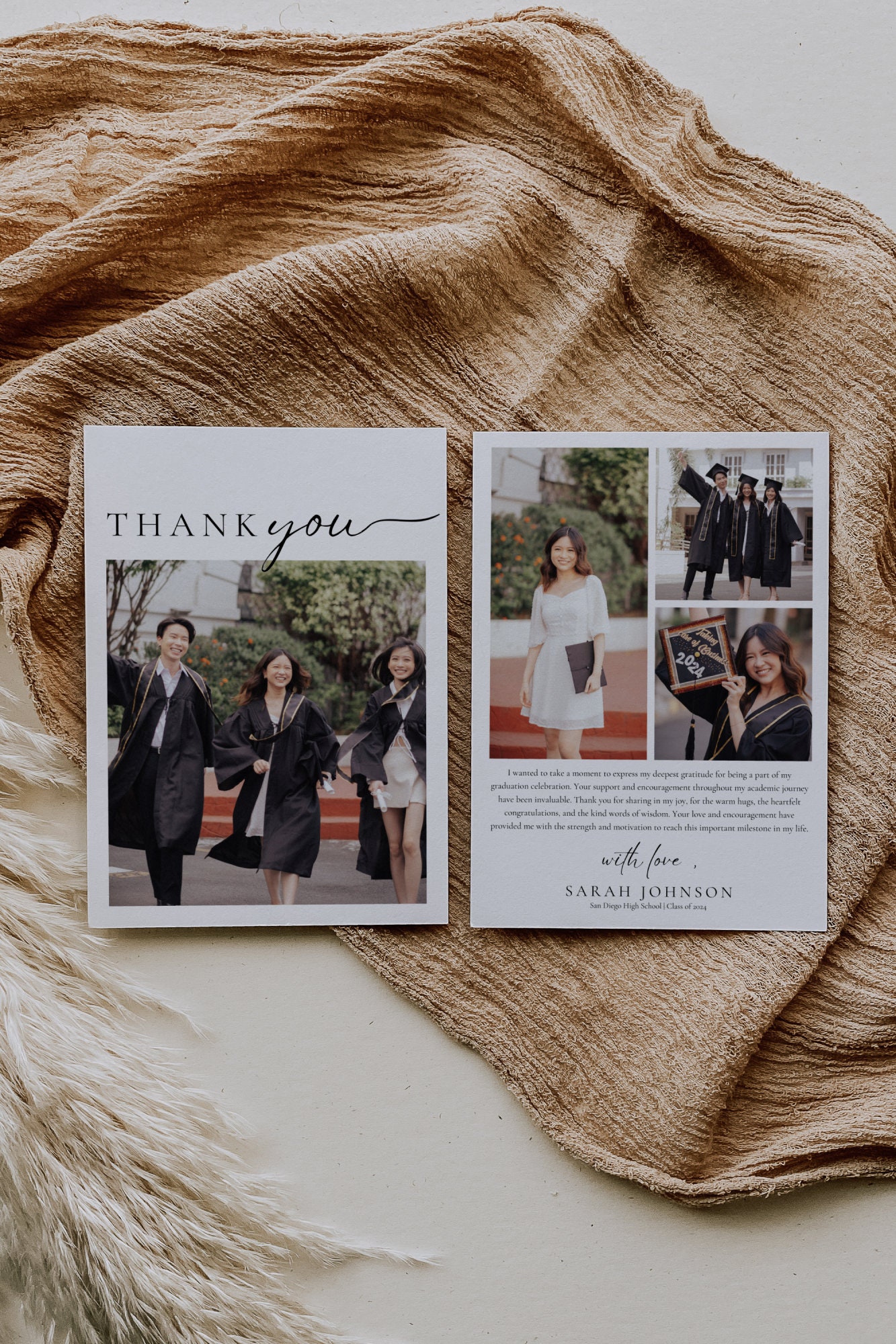Graduation Thank You Card, Graduation Gift, Editable Graduation Thank ...