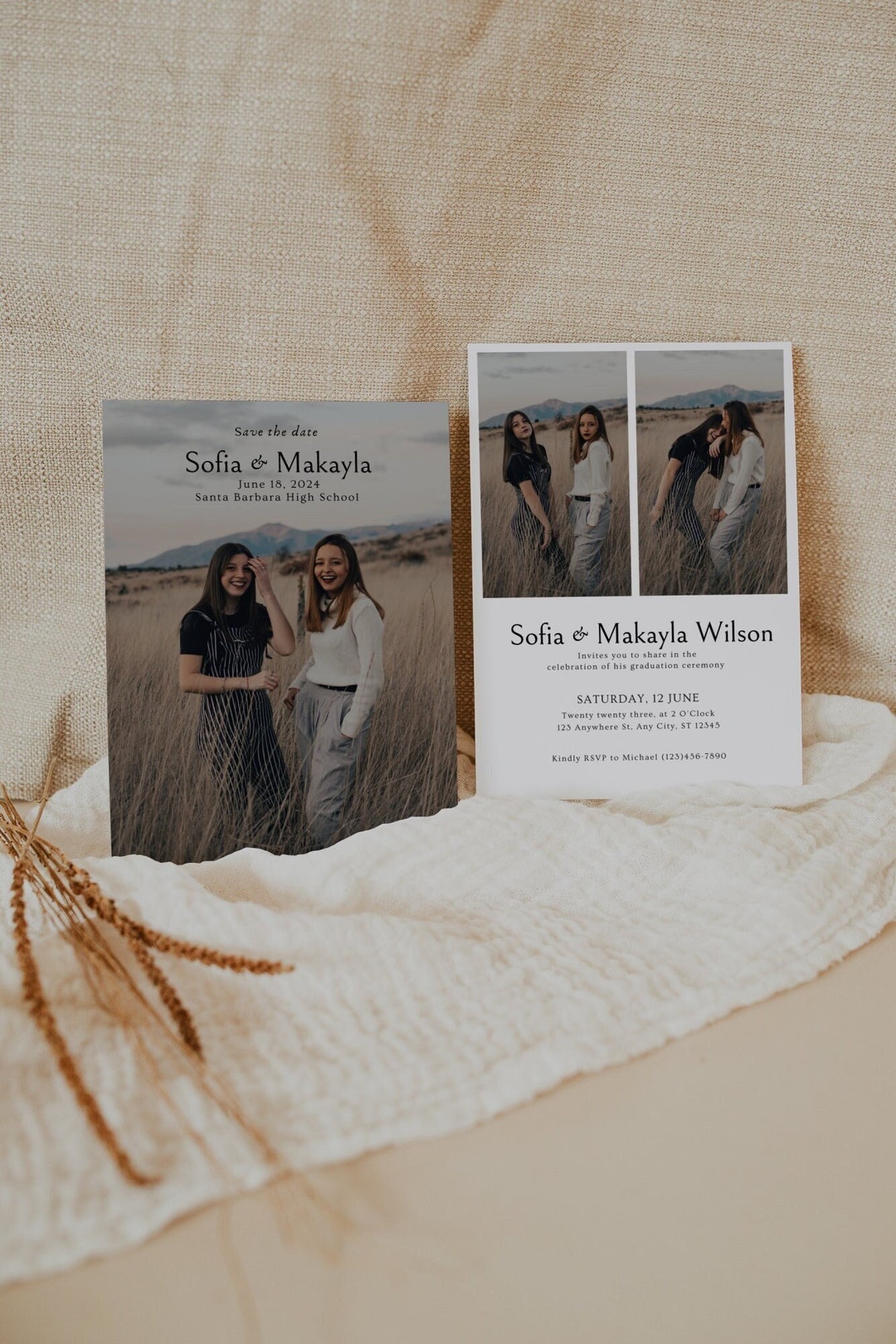 Plantilla de tarjeta de anuncio de graduación para gemelos, invitación a la  fiesta de graduación para graduados universitarios de secundaria, tarjeta  de graduación moderna editable - Etsy México, image size:1080x1620