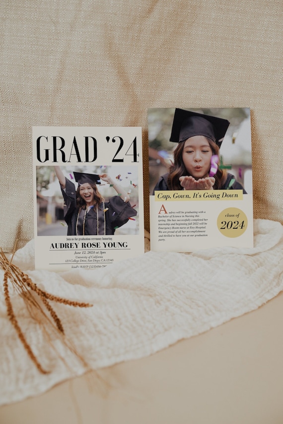 grad invite cards Graduation Announcement Card Template for Senior & High School main image 1